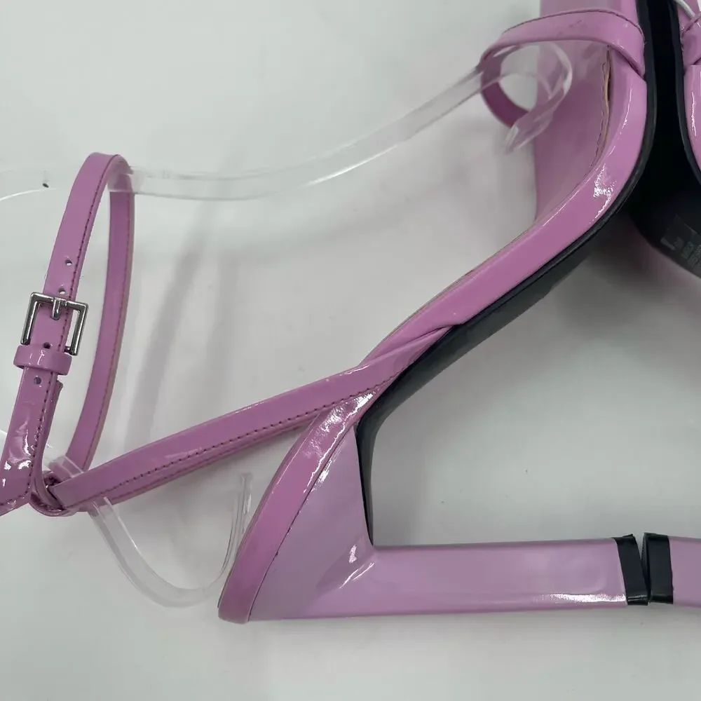 NEW MARC FISHER Arthur Heels Size 6.5 Sandals Patent Leather Ankle Strap Sandal